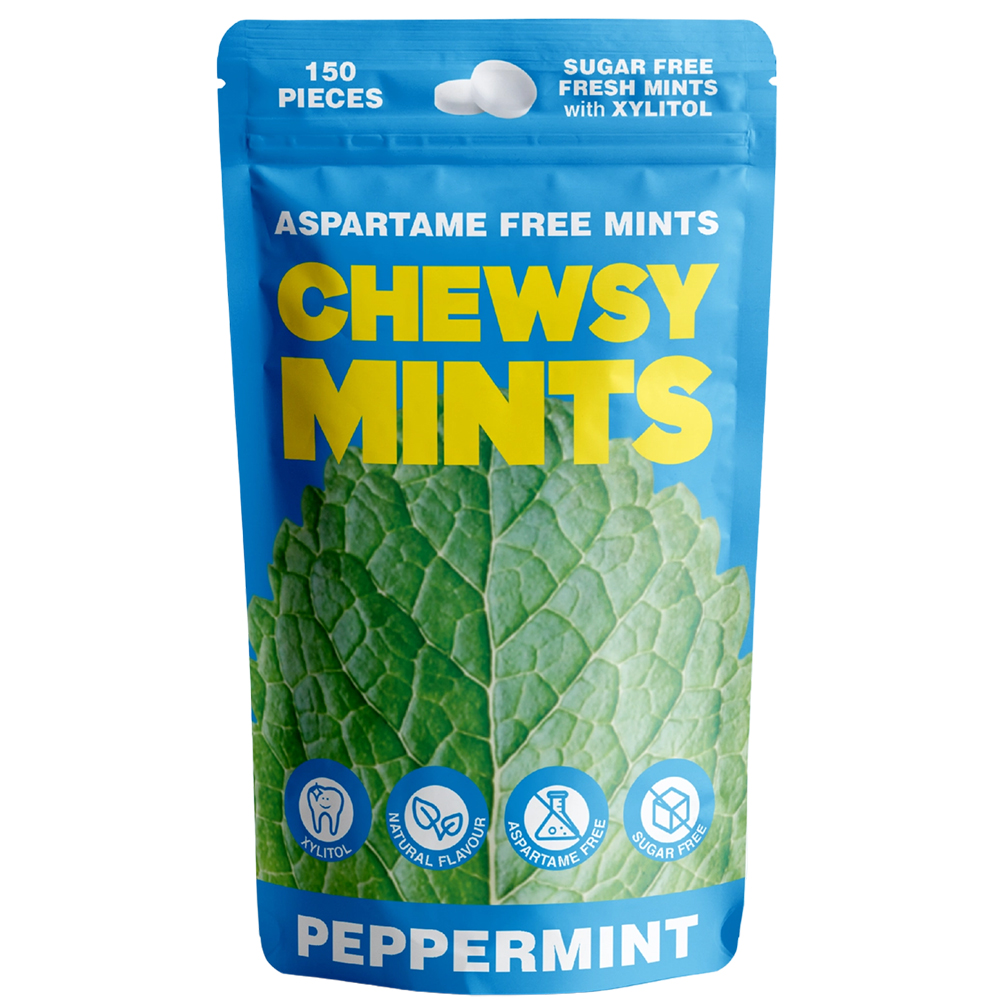 Chewsy Mints Peppermint Zuckerfreie Mintpastillen mit 96% Xylitol (150 Stk.)
