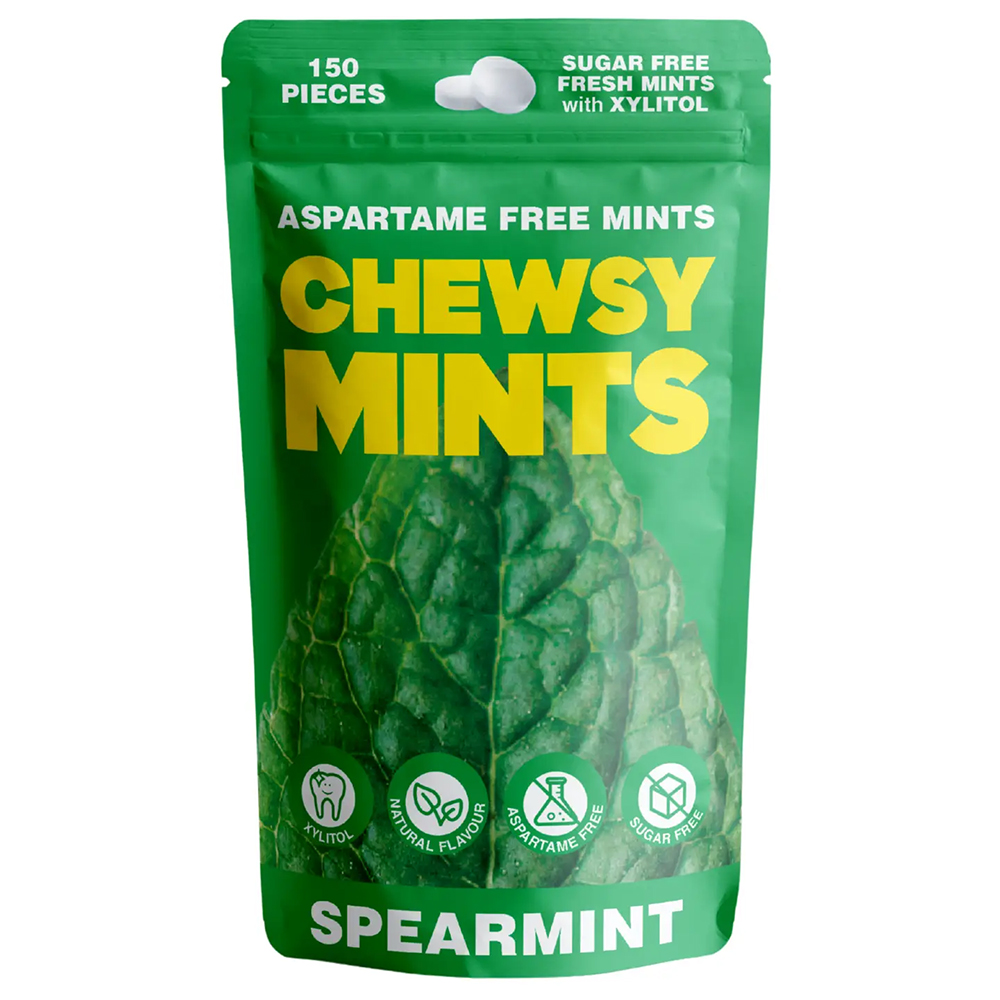 Chewsy Mints Spearmint Zuckerfreie Mintpastillen mit 96% Xylitol (150 Stk.)