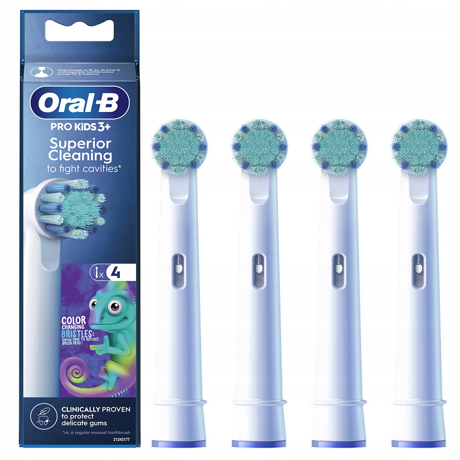 Oral-B Pro Kids 3+ Chameleon Bürstenköpfe – extra weiche Bürstenköpfe für Kinder, 4 St.