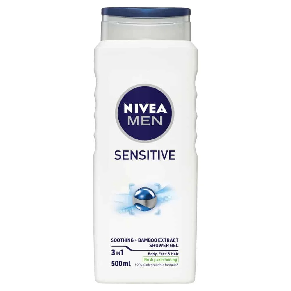 NIVEA MEN Sensitive 3-i-1 Shower Gel til krop, ansigt og hår, 500 ml - Shower Gel fra Nivea