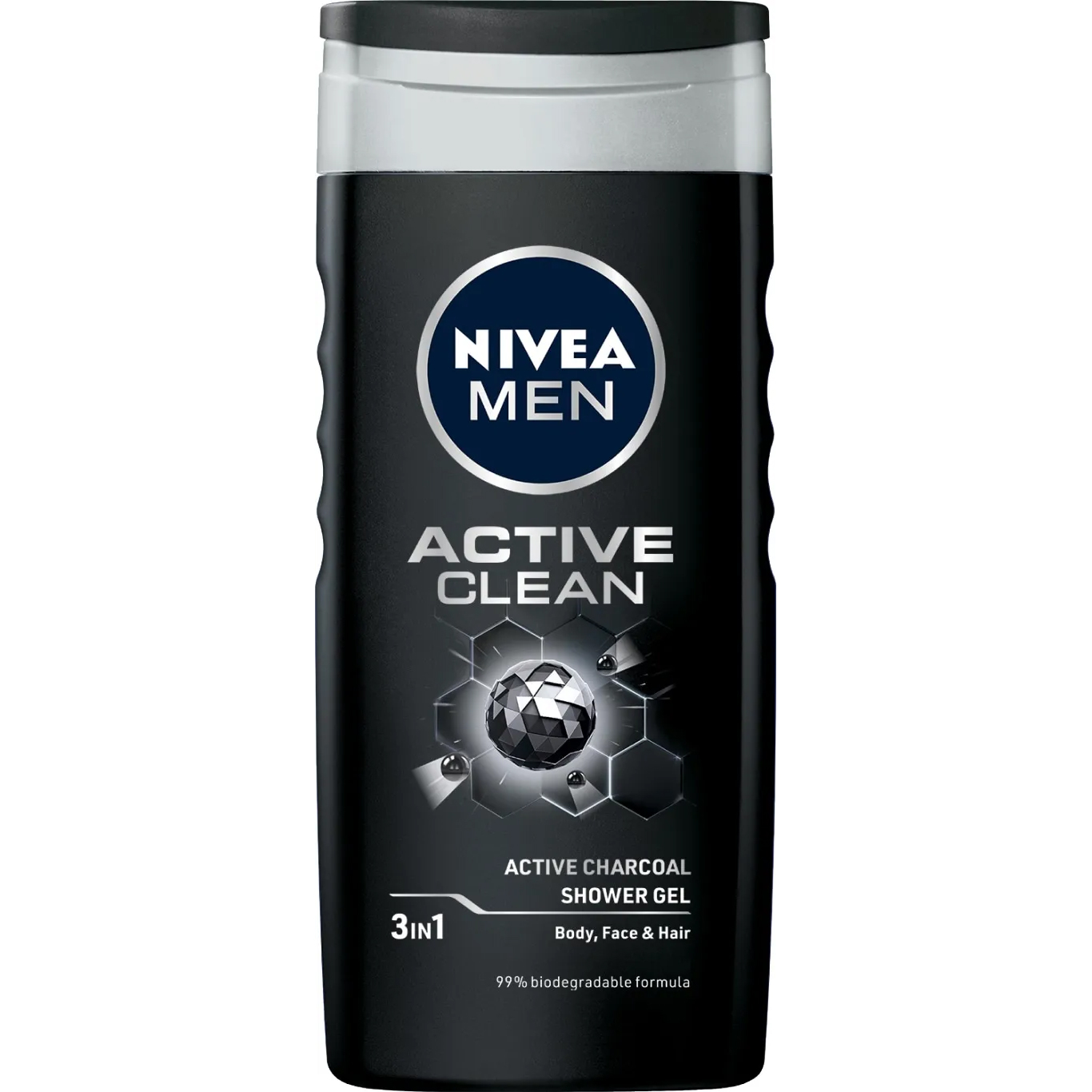 NIVEA MEN Active Clean 3-i-1 Shower Gel med aktivt kul - 250 ml - Shower Gel fra Nivea