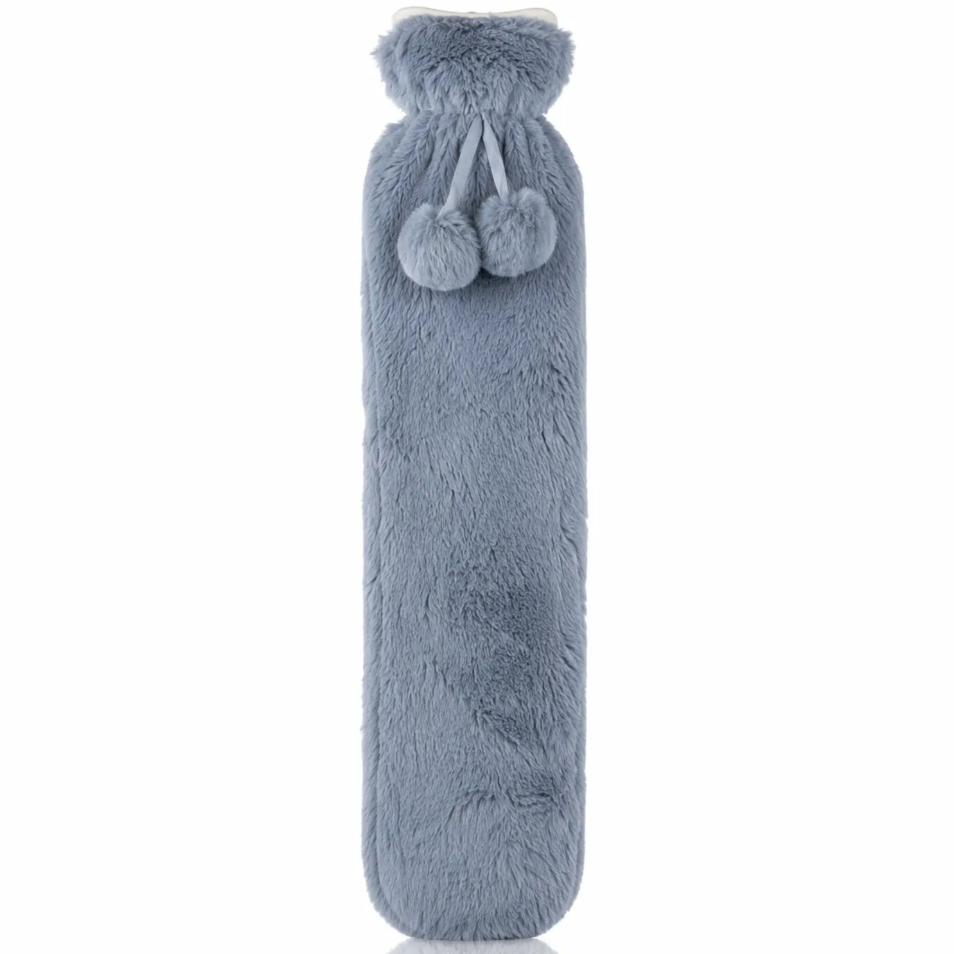 Lange Wärmflasche mit weichem Plüschbezug – 72 cm GRAU
