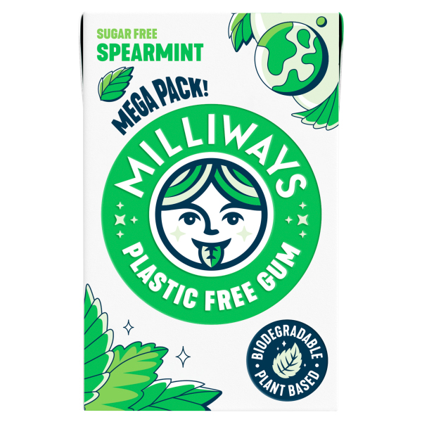 Milliways Spearmint zuckerfreier Kaugummi mit Xylitol – Megapack 60 g