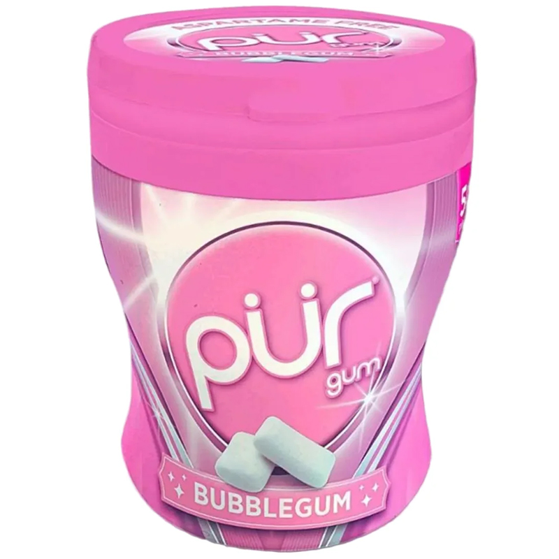 PUR Gum Bubblegum zuckerfreier Kaugummi mit 100% Xylitol – Shaker Cup 50 St. / 70 g