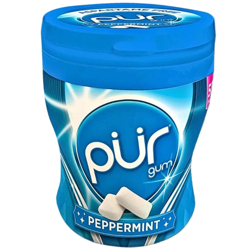 PUR Gum Peppermint sukkerfrit tyggegummi med 100% xylitol Shaker Cup 50 stk. / 70 g - Pur Gum Tyggegummi