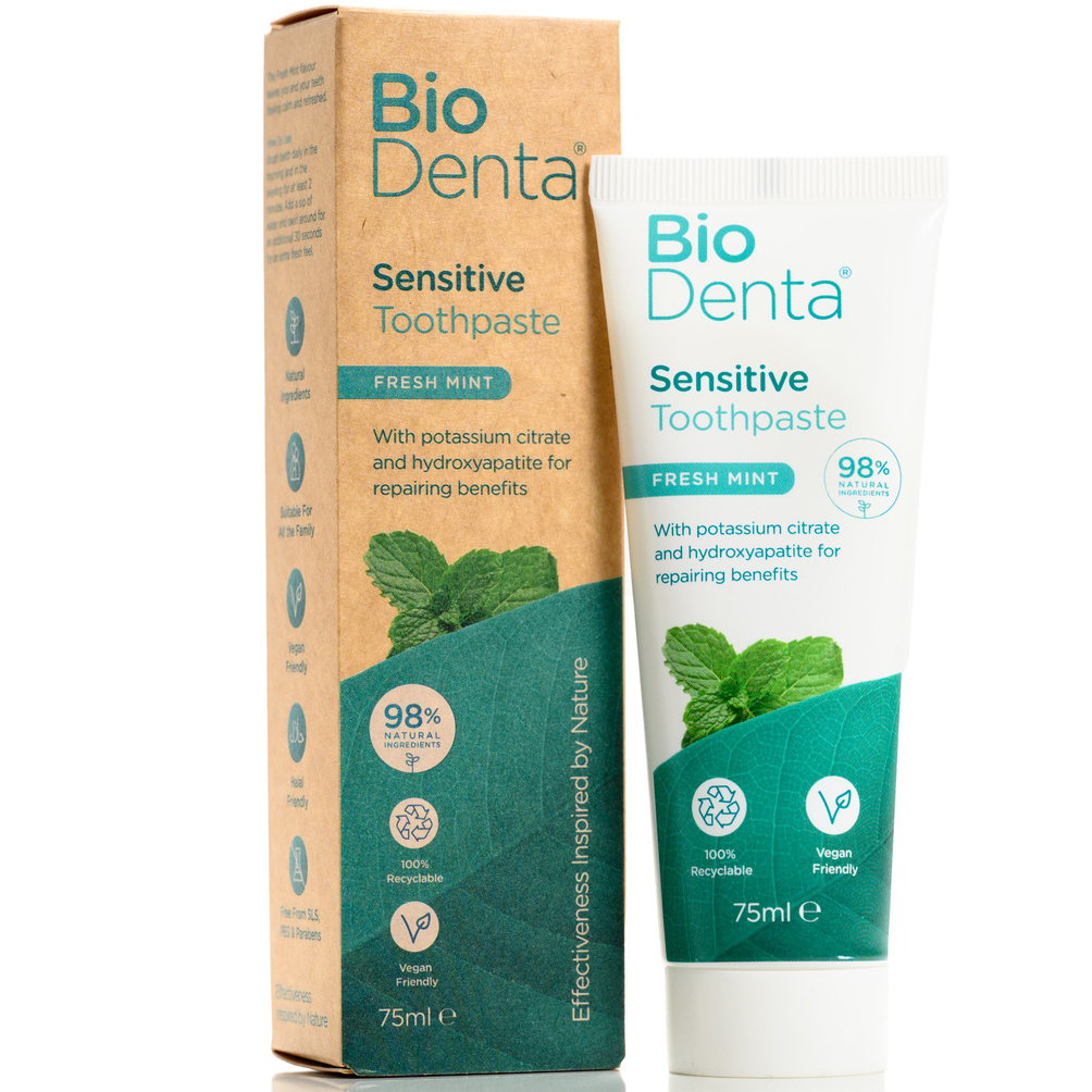 BioDenta Sensitive tandpasta med hydroxyapatit Fresh Mint 75 ml - BioDenta Tandpasta