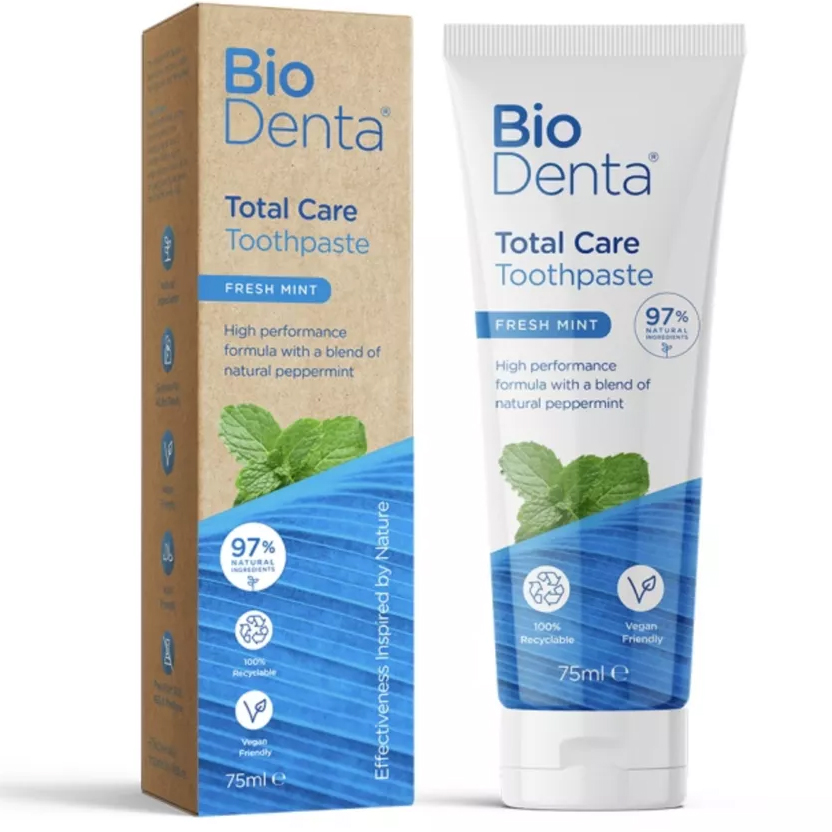 BioDenta Total Care tandpasta med hydroxyapatit Fresh Mint 75 ml - BioDenta Tandpasta