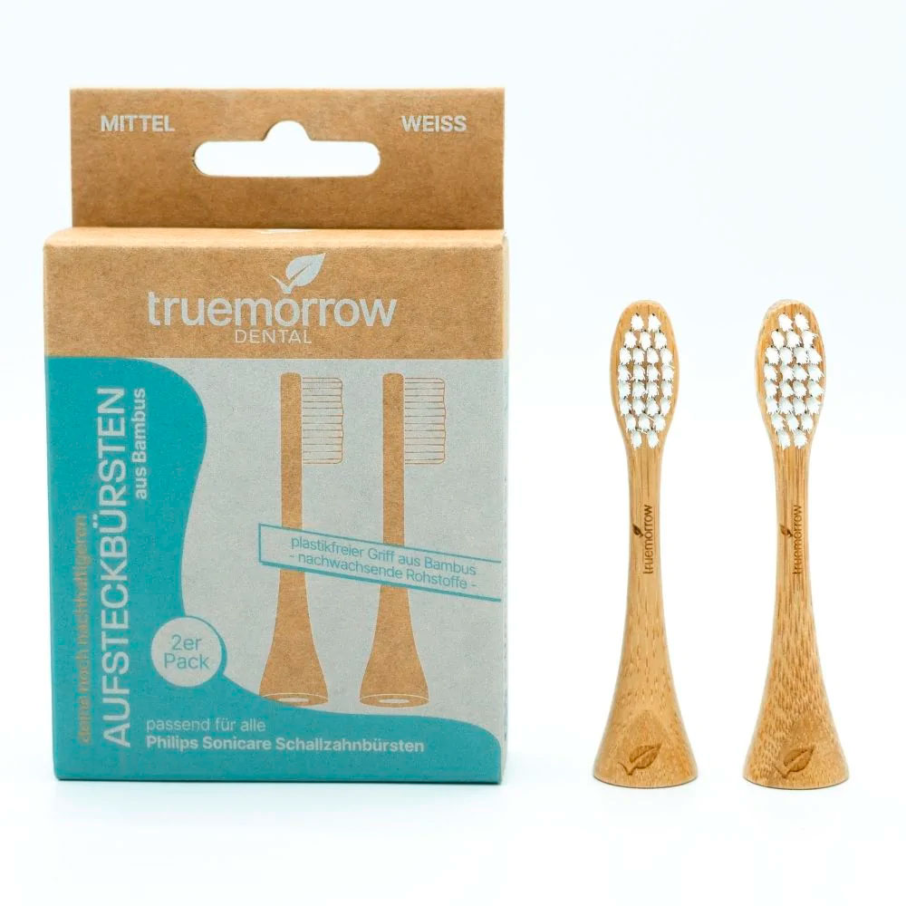 Bambusbürstenköpfe Truemorrow für Philips Sonicare White MEDIUM