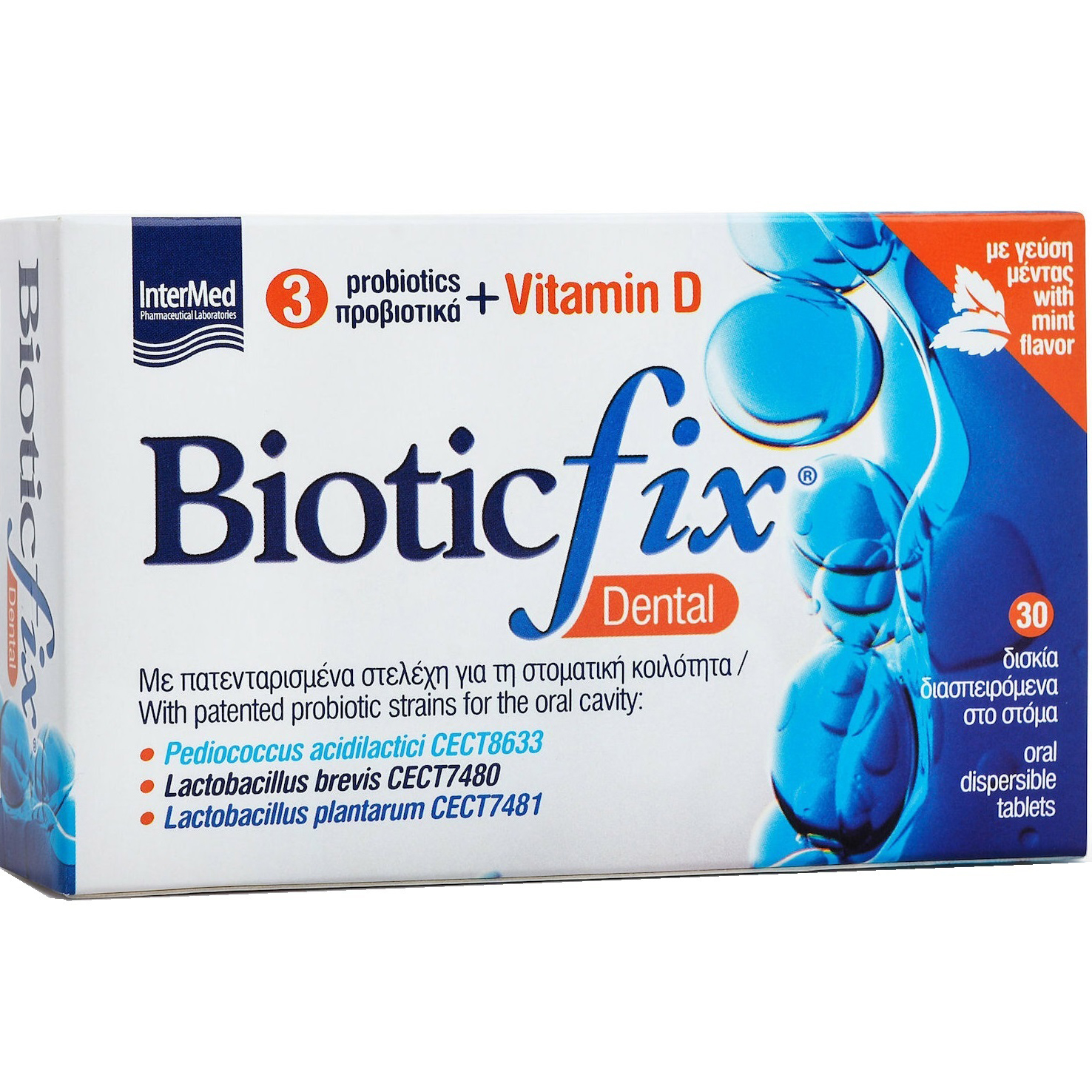 InterMed BioticFix Dental probiotische Lutschtabletten mit Vitamin D und Minzgeschmack (30 St.)