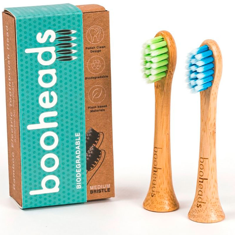 Booheads Bambusbürstenköpfe für Philips Grün+Blau