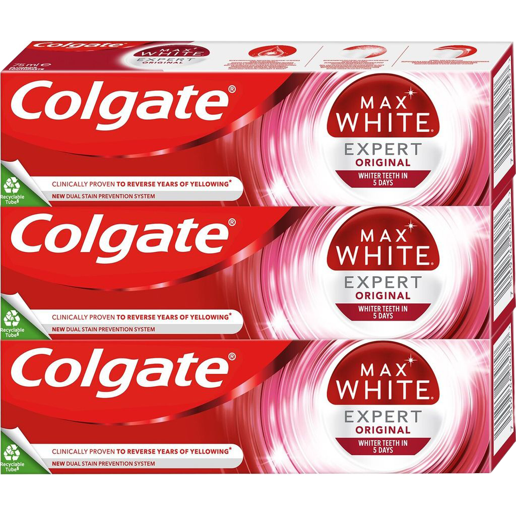 Colgate Max White Expert Original Whitening-Zahnpasta (3 x 75 ml)