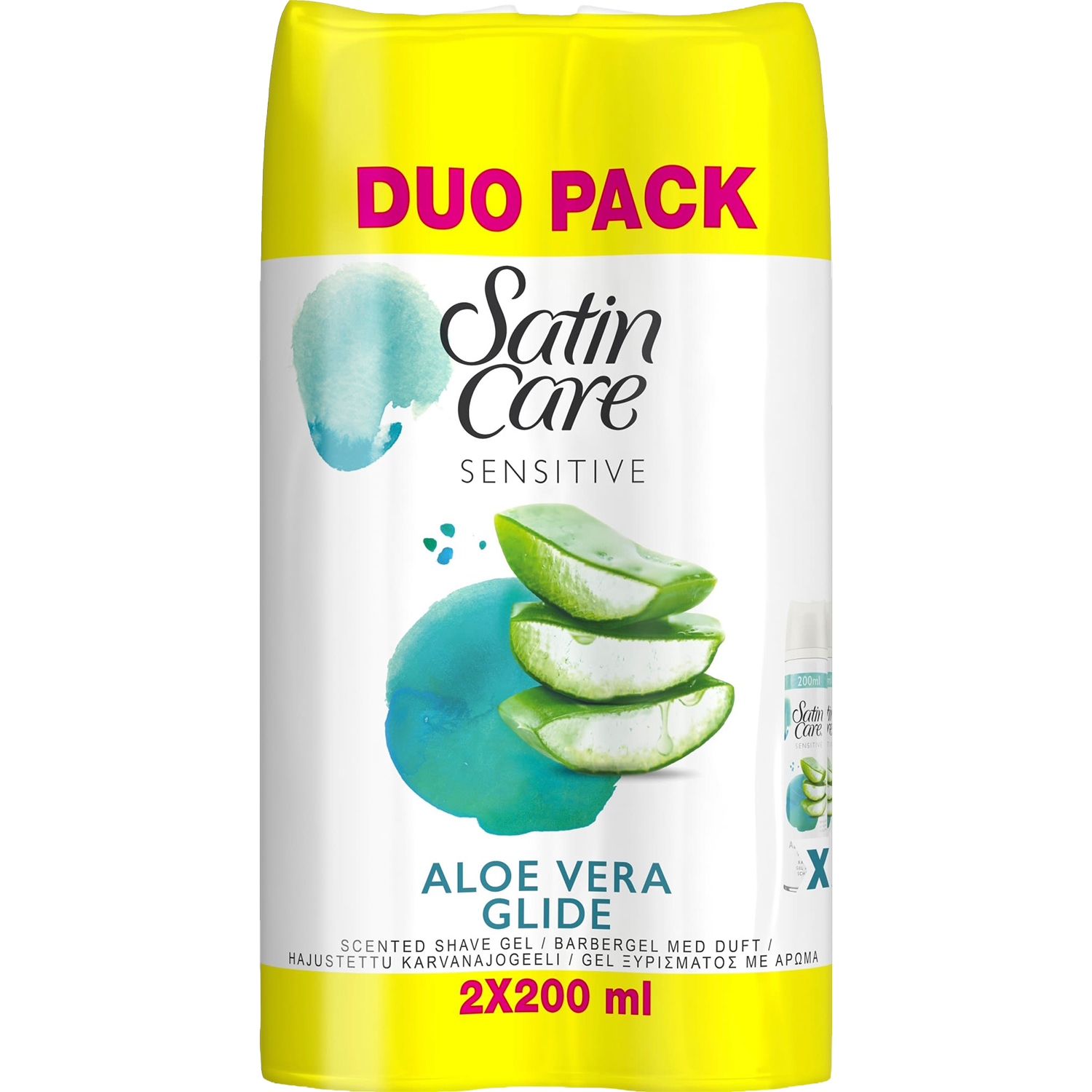 Gillette Satin Care Sensitive Aloe Vera Glide barbergel til sensitiv hud (2 x 200 ml)