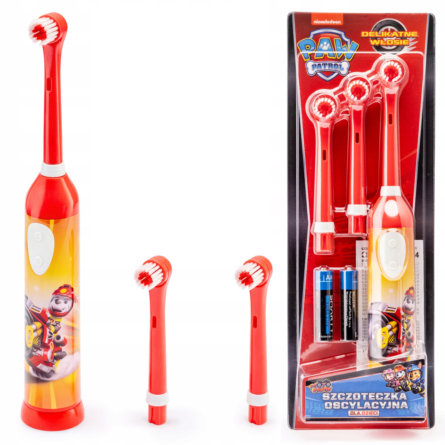 Paw Patrol Moto Marshall Batterie elektrische Kinderzahnbürste mit 3 Bürstenköpfen