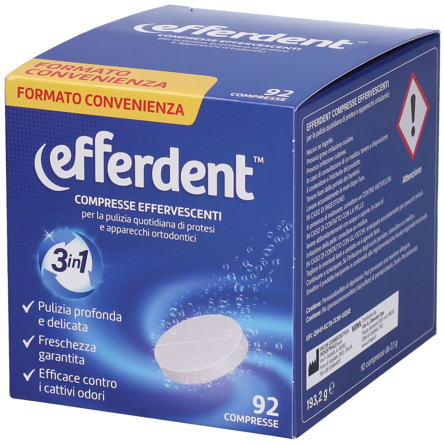 Rensetabletter til protese & bøjle EFFERDENT Denture & Orthodontic Cleaning Tablets (92 stk.)