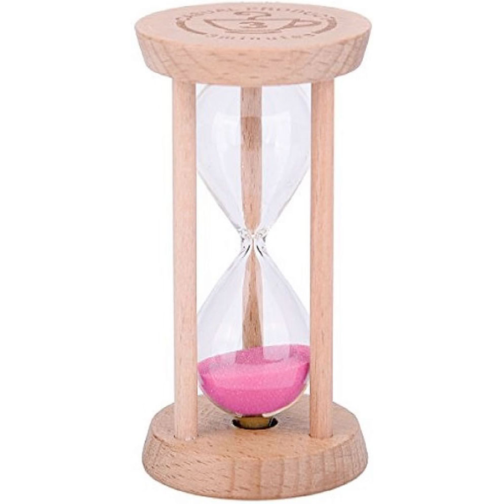 Timeglas 3 Minutter Træ Håndlavet PINK