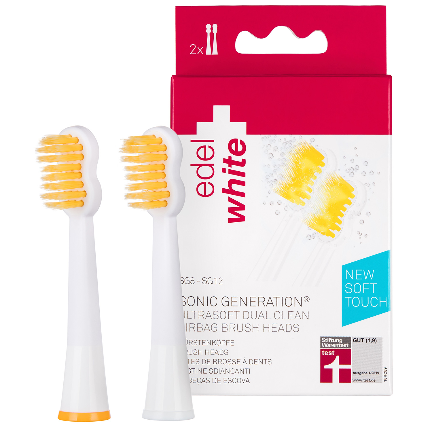 Bürstenköpfe Dual Clean Ultrasoft Airbag für die elektrische Zahnbürste Edel+White