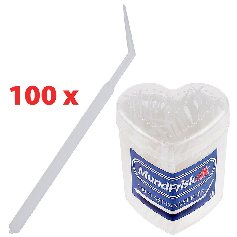 100 stk. Plast-Tandstikker Hjerteformet Boks
