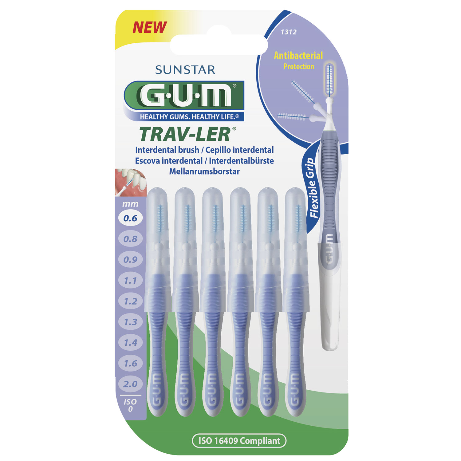 GUM TravLer Mellemrumsbørster 0.6 mm ISO 0 BLÅ