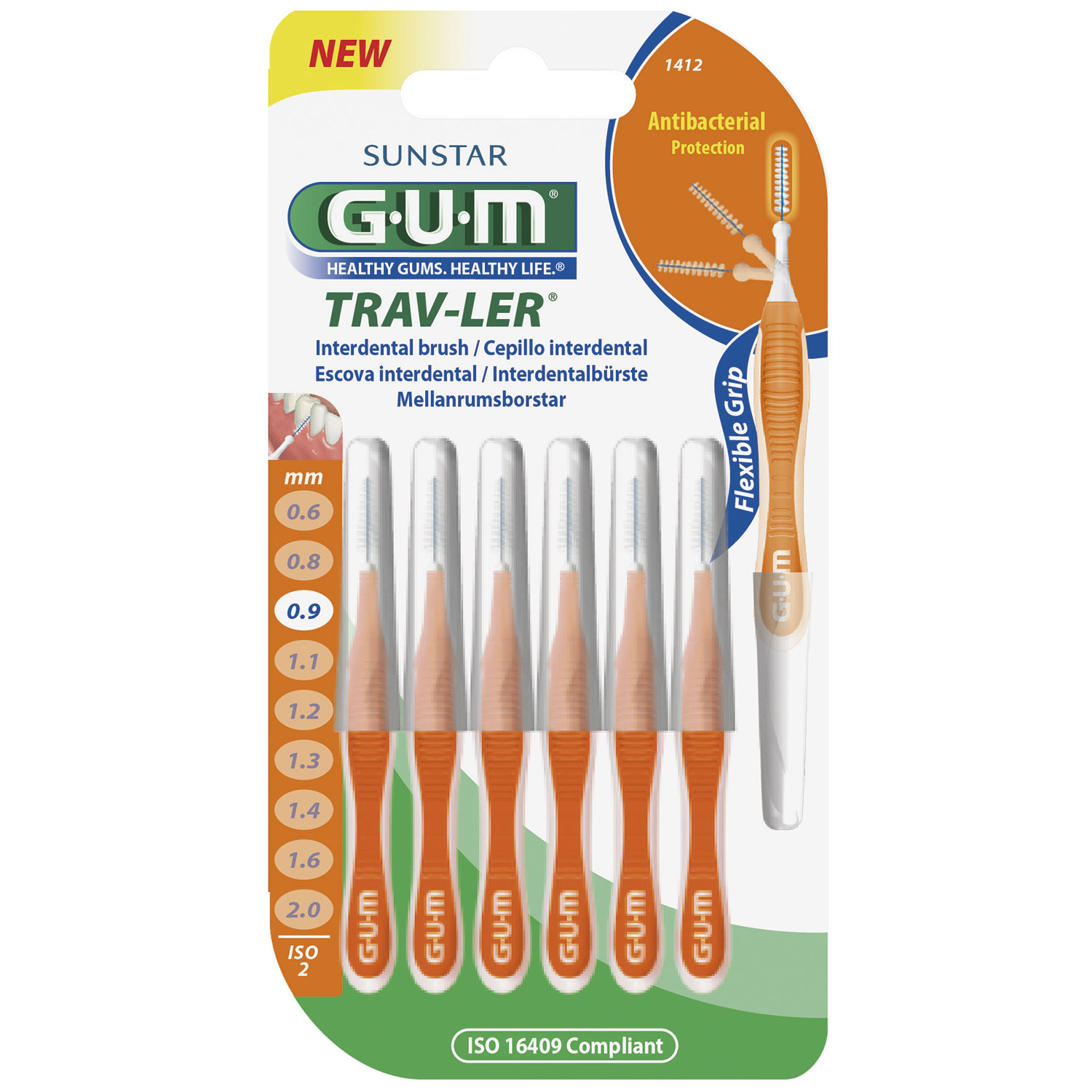 GUM TravLer Mellemrumsbørster 0.9 mm ISO 2 ORANGE