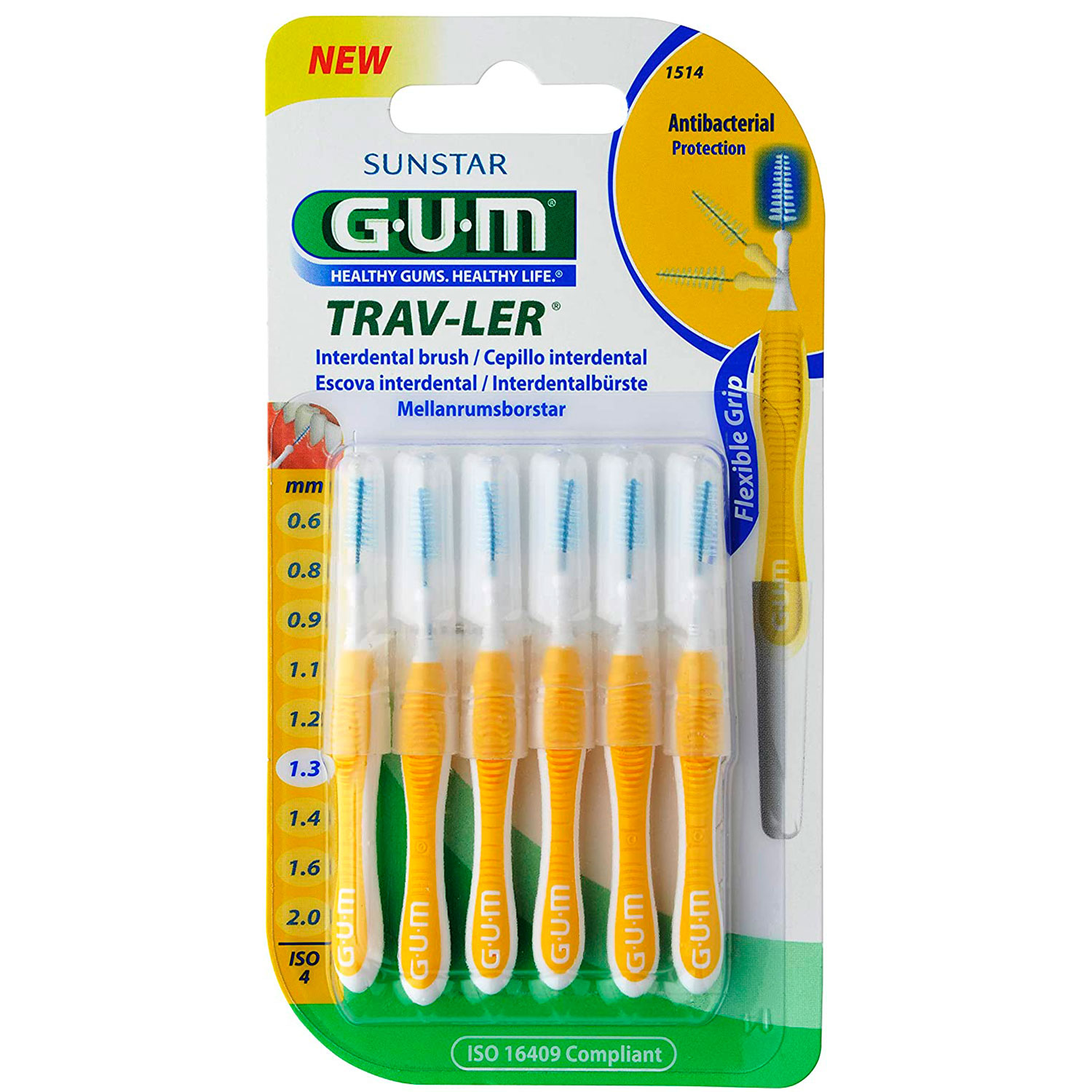 GUM TravLer Gap-Bürsten 1,3 mm ISO 4 GELB
