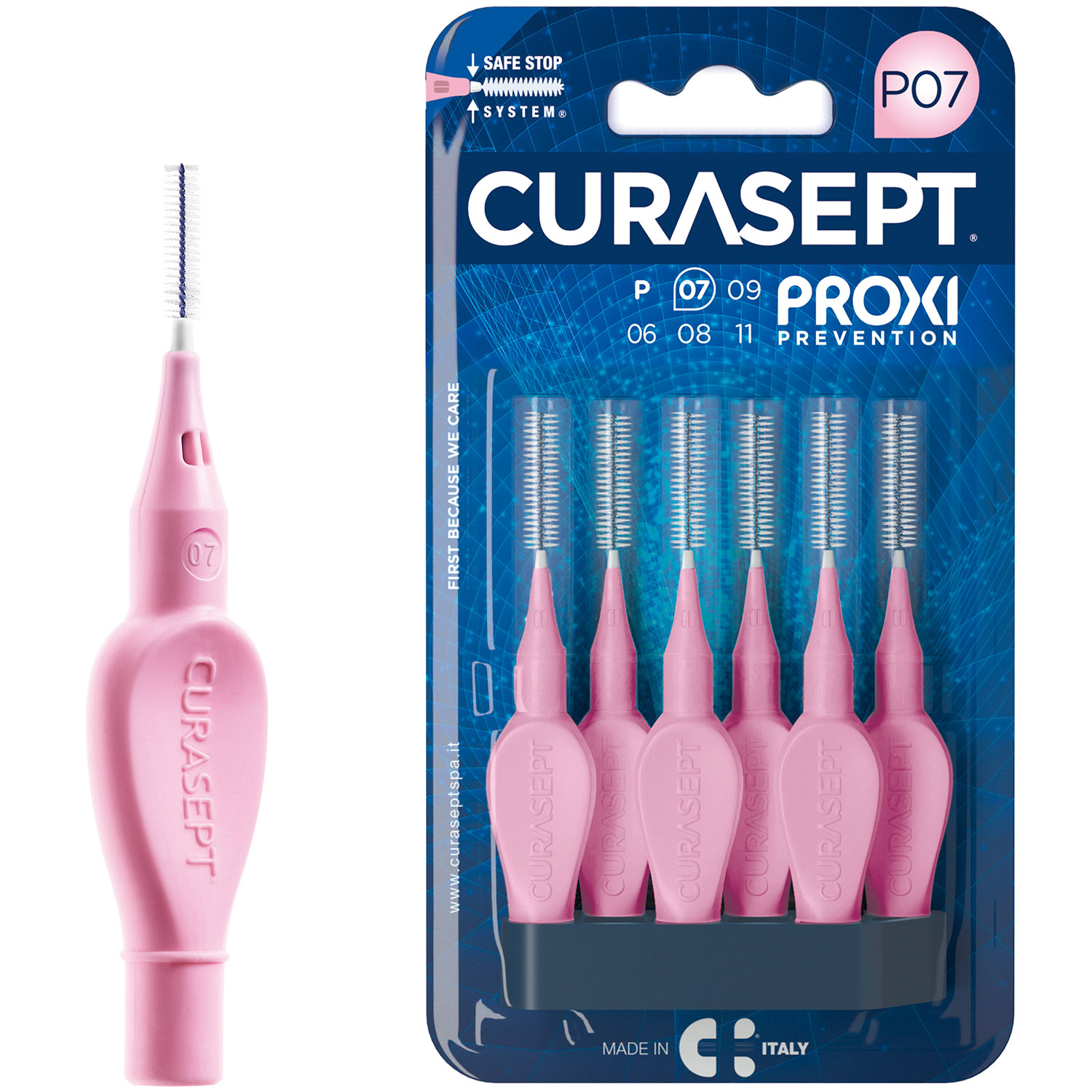 Curasept Mellemrumsbørster Proxi Prevention 0.7 mm ISO 1 PINK - Curasept Proxi Short Mellemrumsbørster