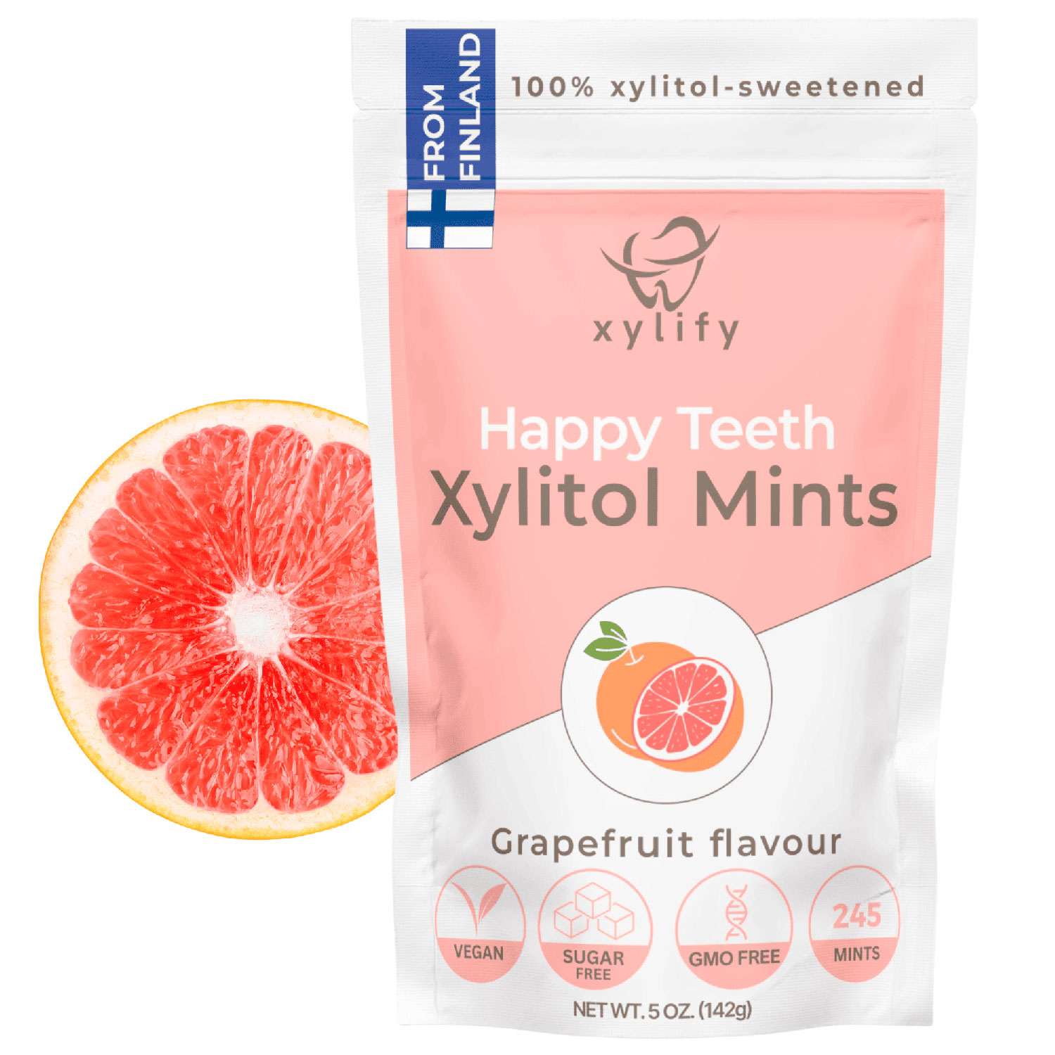 Xylitol Lutschtabletten XYLIFY Happy Teeth Mints Grapefruit 245 Stk.