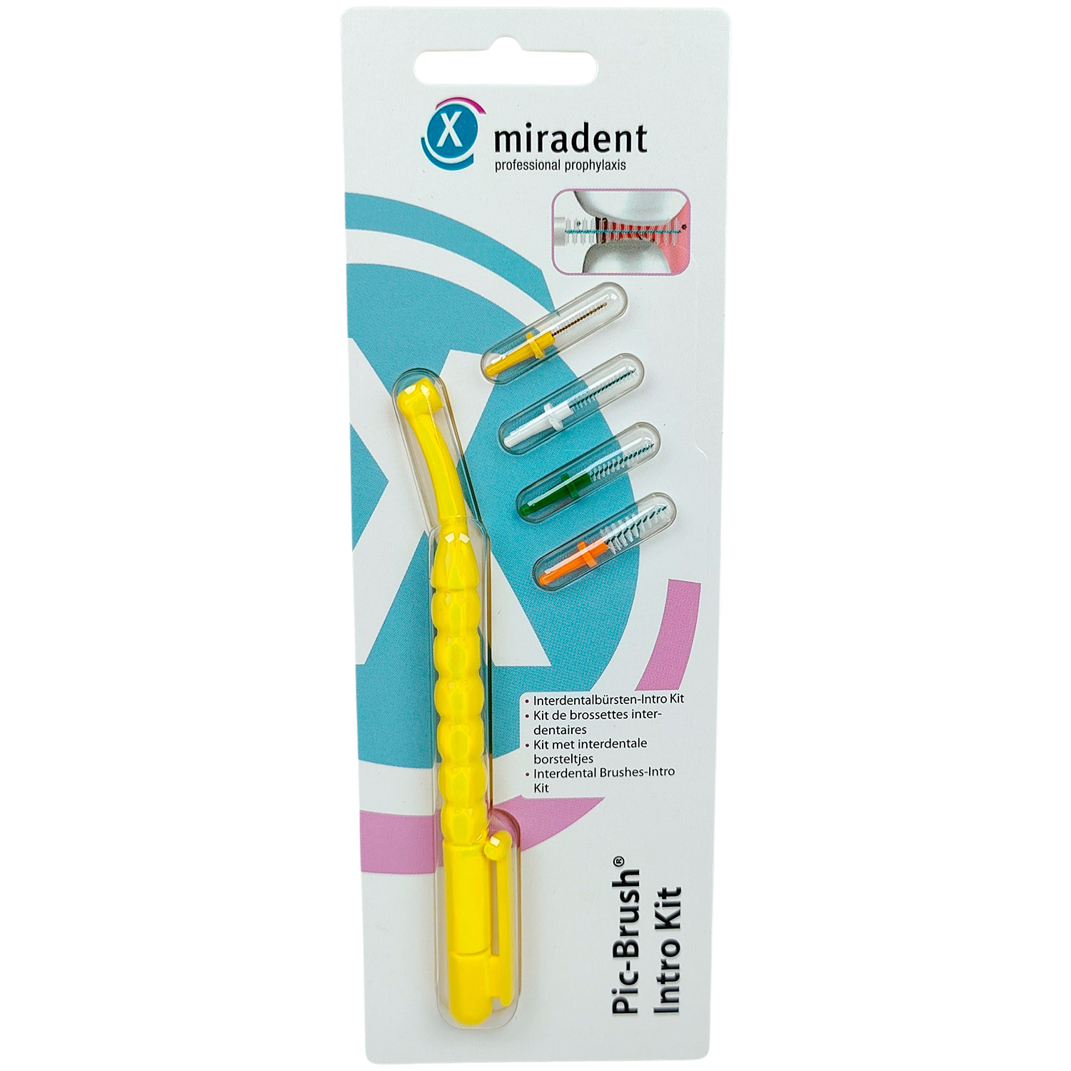 Interspace-Bürsten-Mischpackung Miradent Pic- Brush Intro Kit GELB