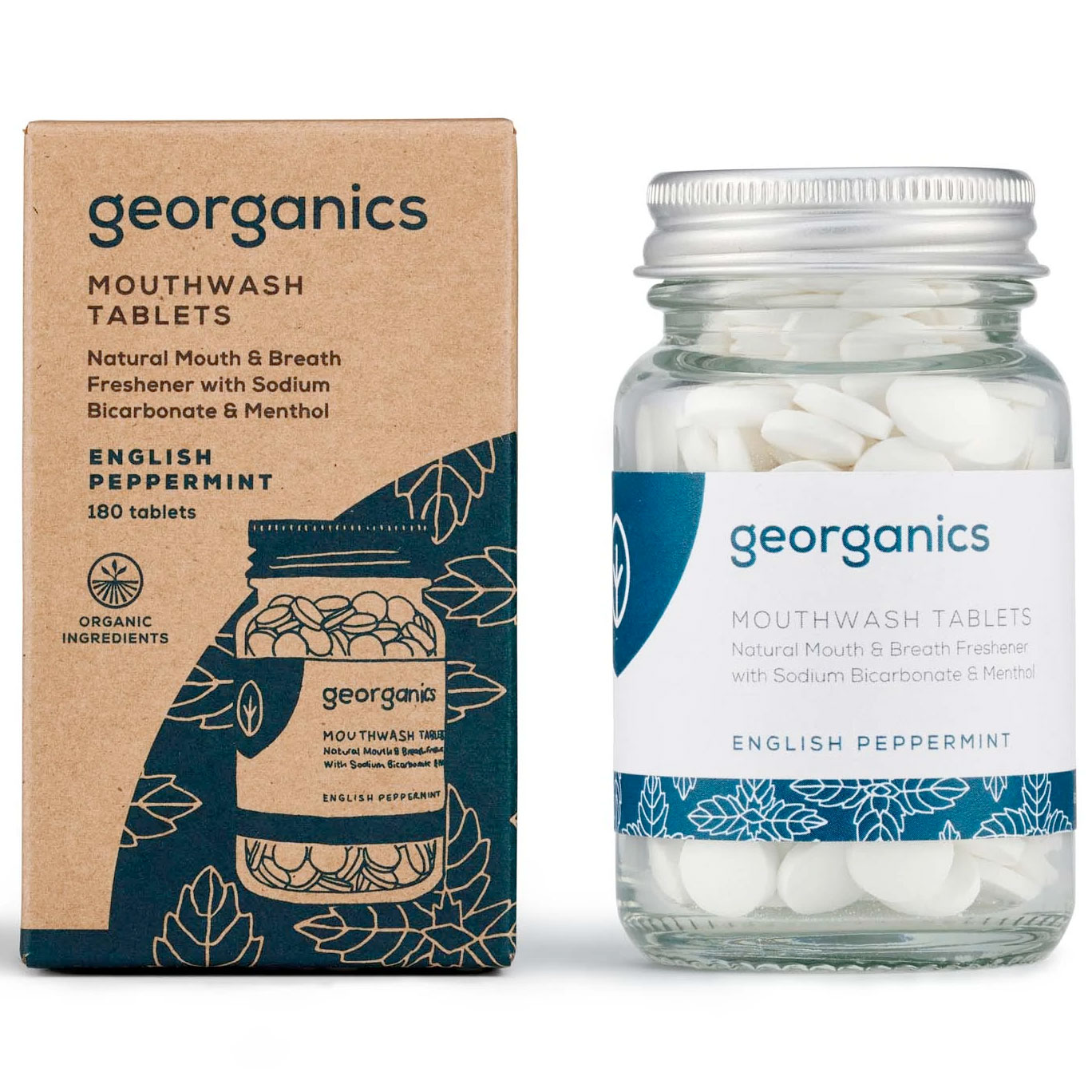 Natürliche Mundwassertabletten Georganics Englische Peppermint 180 Stk.