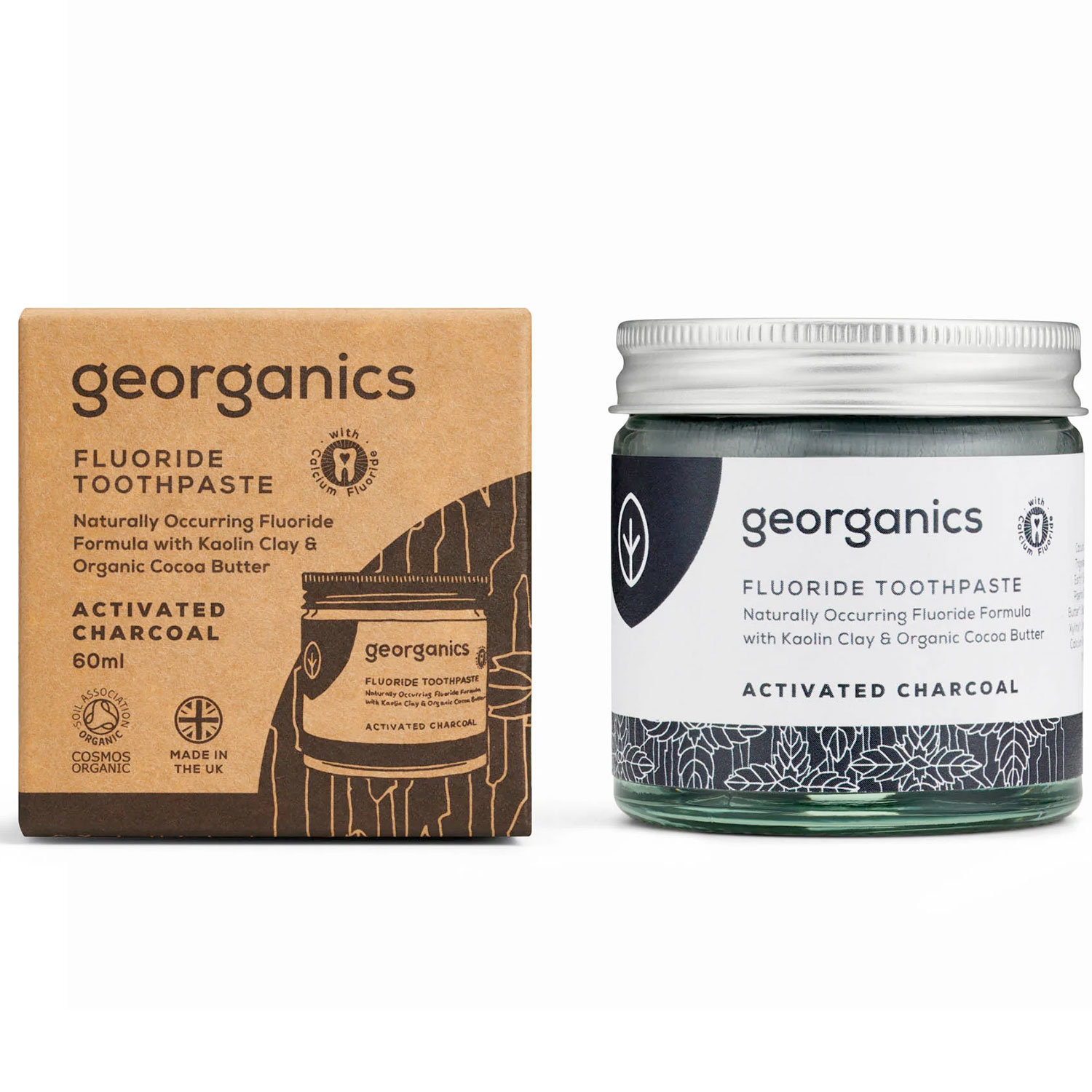 Økologisk Tandpasta GEORGANICS Mineral Charcoal Fluorid 60 ml