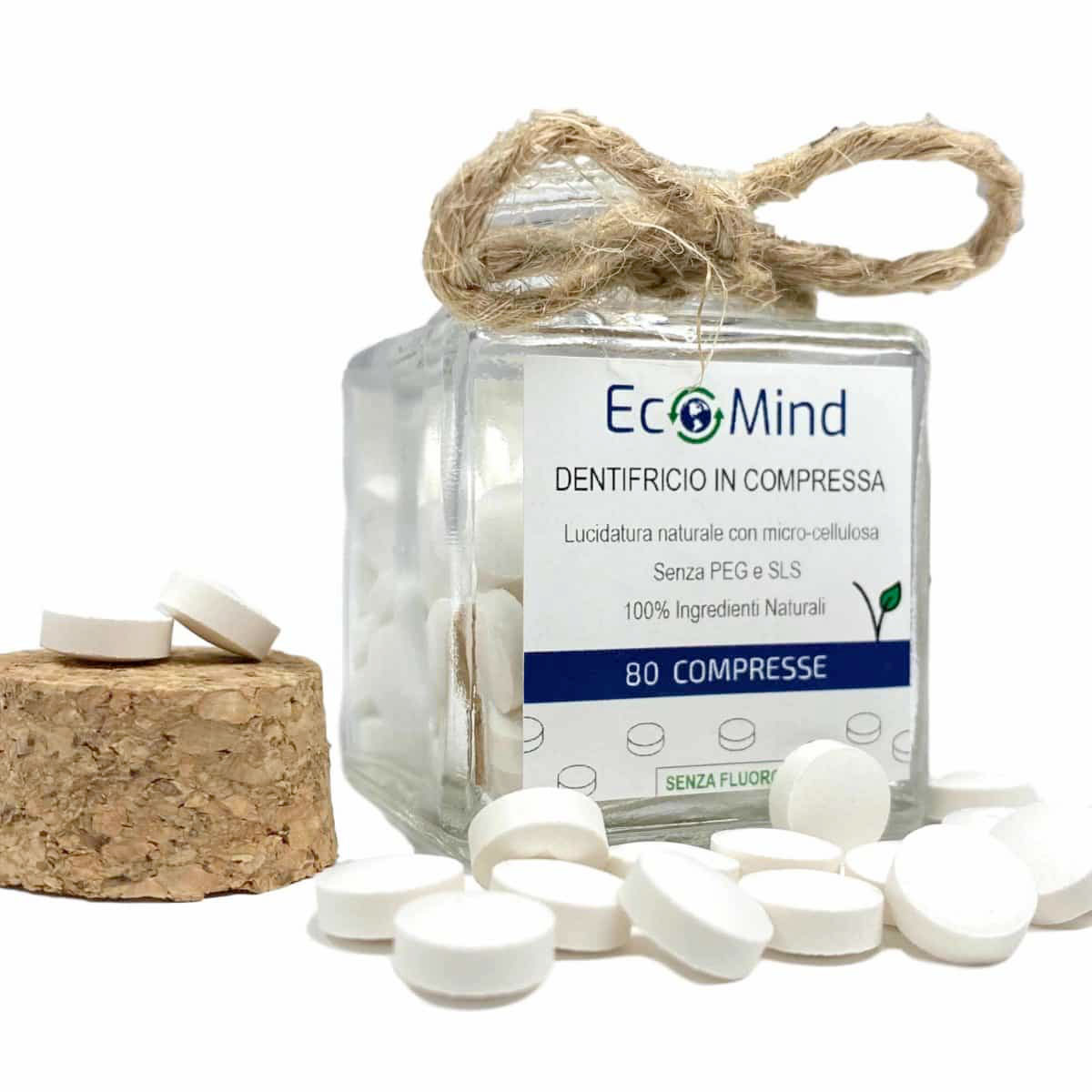 Naturlig Tandpasta Tabletter EcoMind Glaskrukke 80 stk.