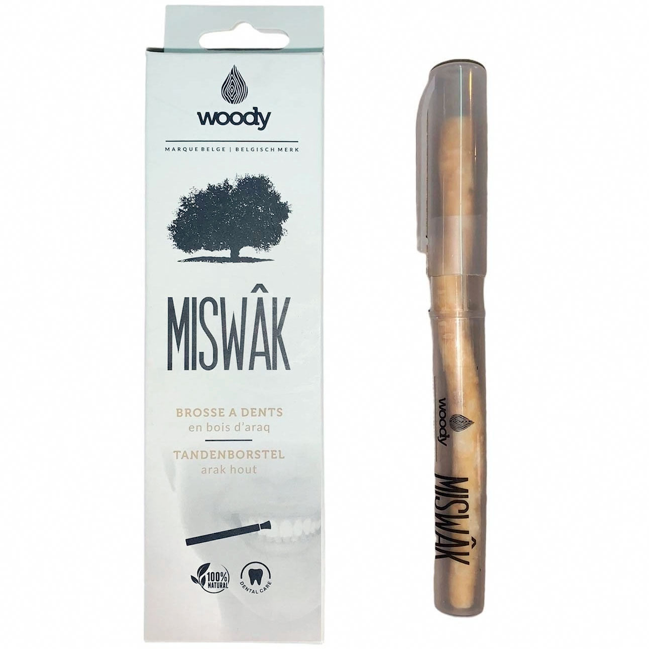 Woody Miswak Tandbørste Pind + Beholder