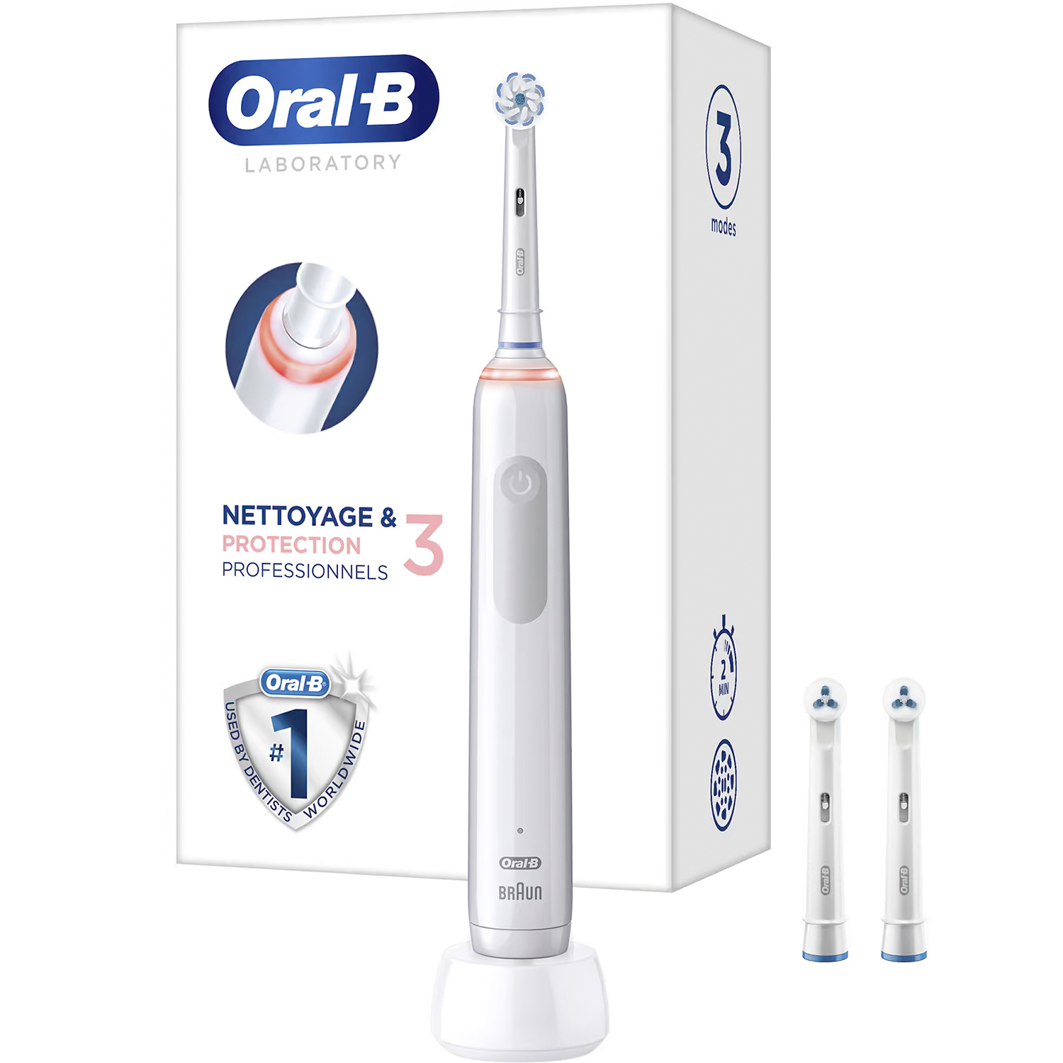 Oral-B Pro 3 3000 Sensitive Elektrische Zahnbürste + 2 zusätzliche Bürstenköpfe