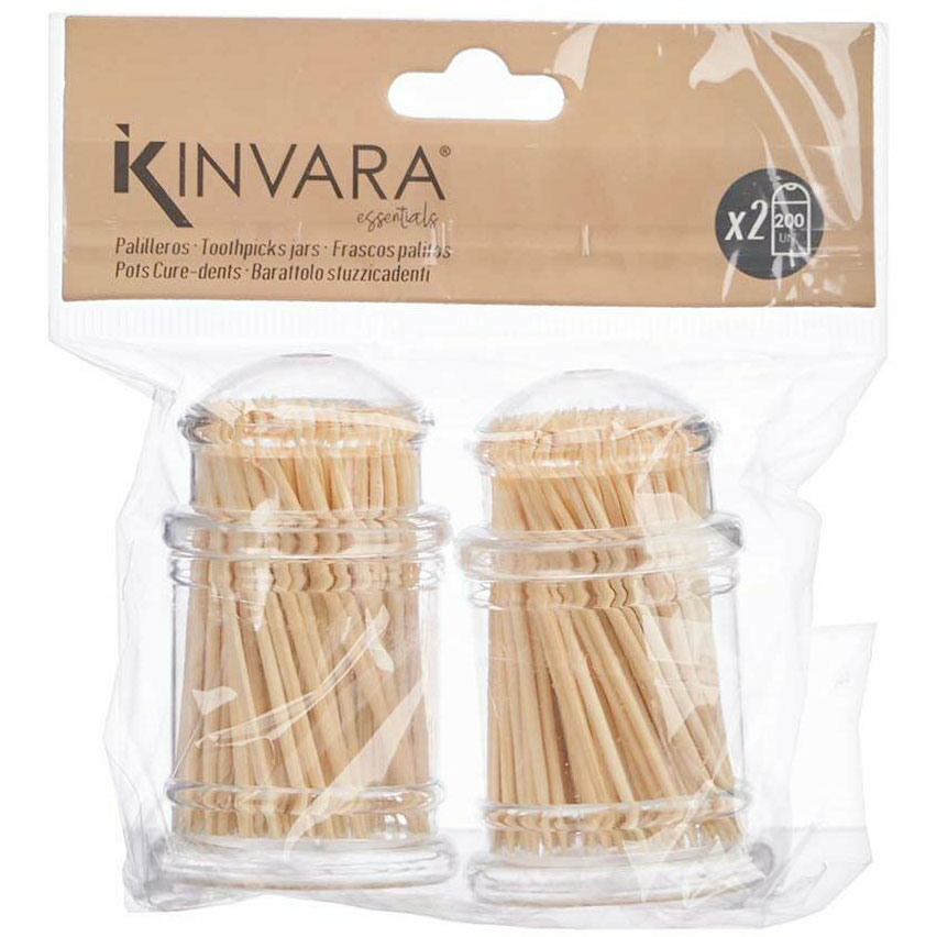 Kinvara Træ Tandstikker 2 x 200 stk. i Metakrylat-beholdere