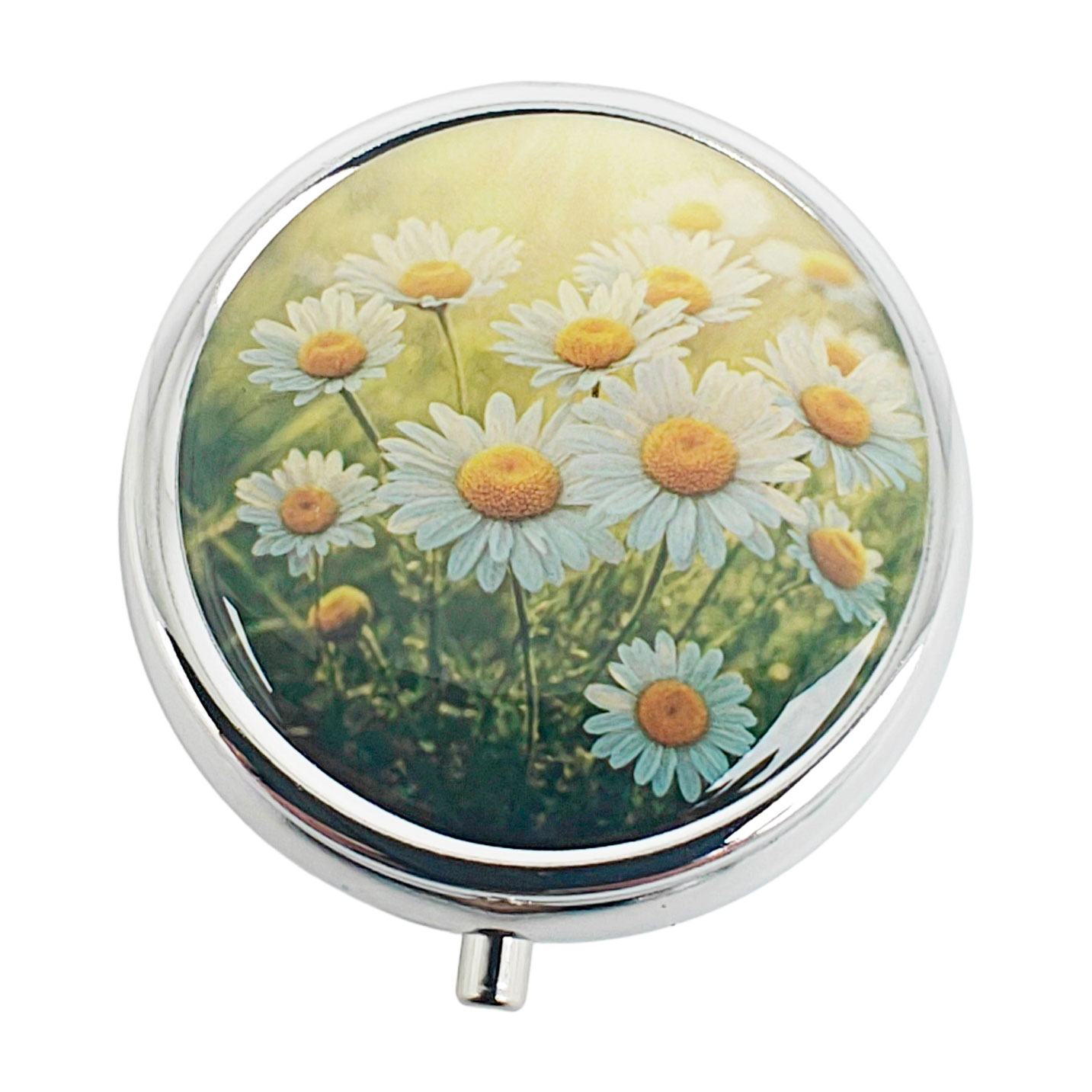Pilleæske Populære Blomster Rund Metal Pilleboks MARGUERIT