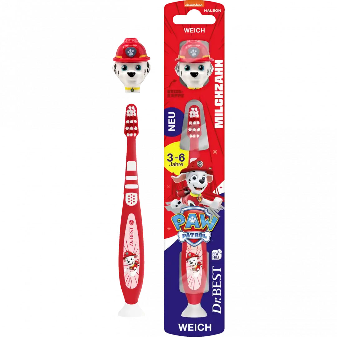 Paw Patrol Børnetandbørste DR. BEST Milchzahn 3-5 År 1 stk. RØD