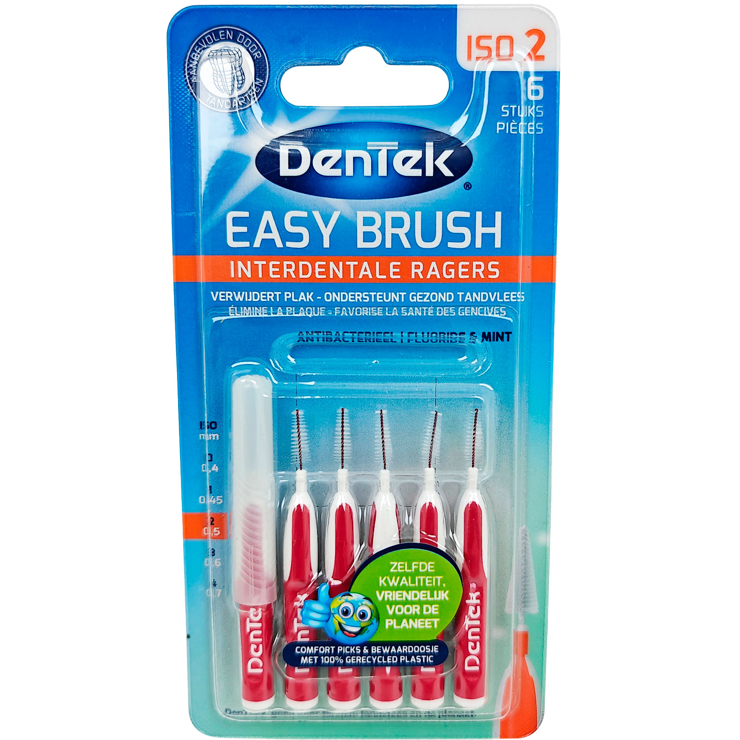 DENTEK Easy Brush Eco 6 stk. Mellemrumsbørster 0.50 mm. ISO 2