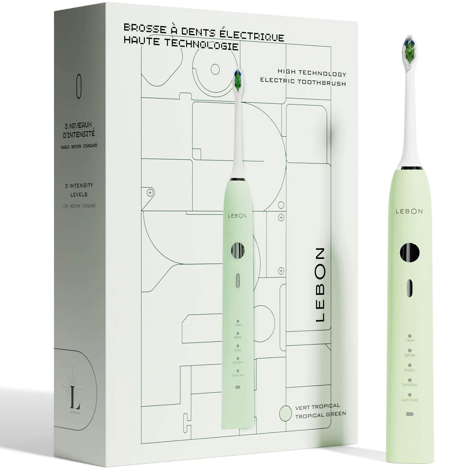 LEBON High Technology Elektrische Zahnbürste 50.000 Vibrationen Tropical Green