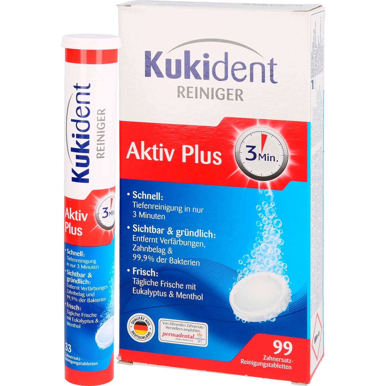 99 stk. Steradent Kukident Aktiv Plus Rense-tabletter til protese