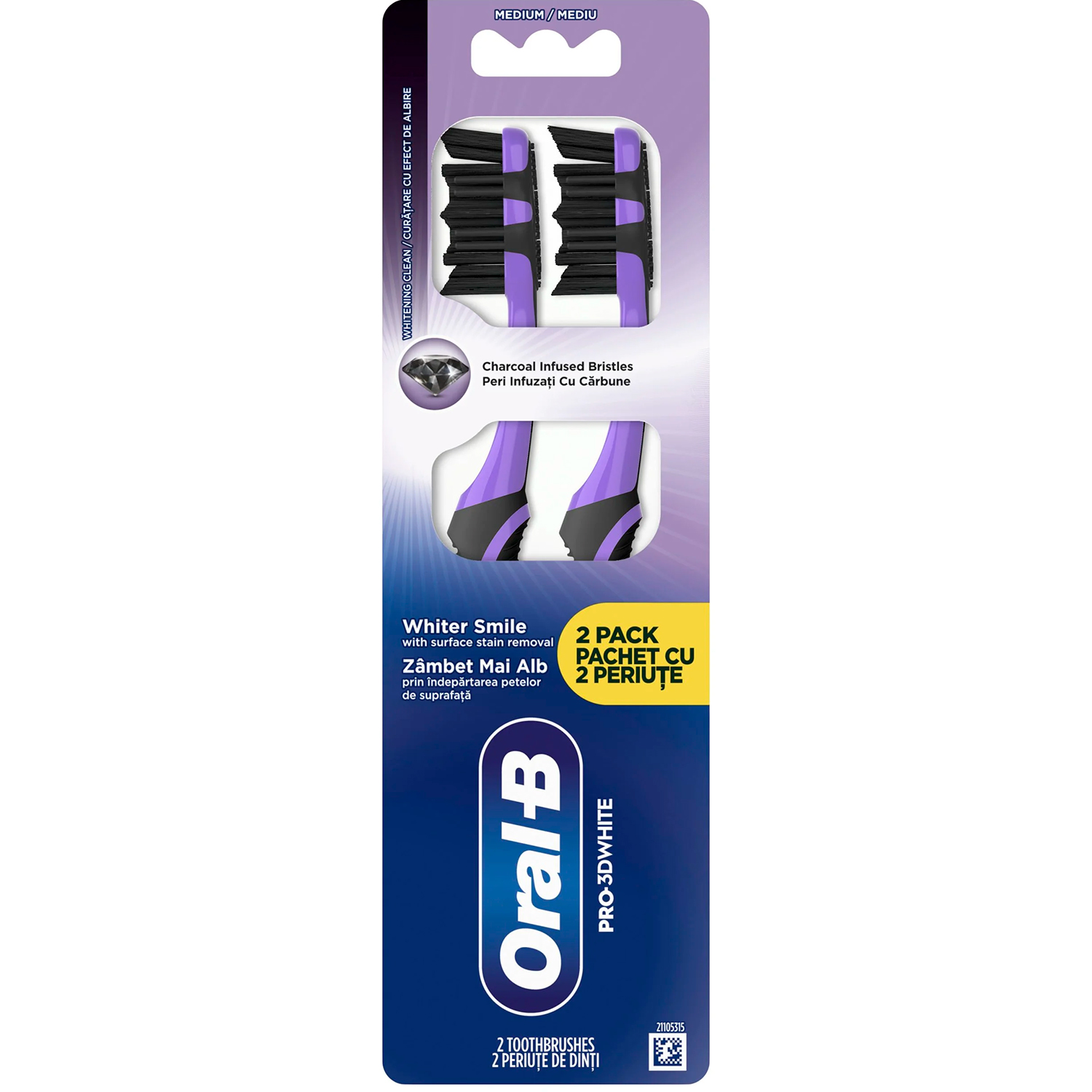 Whitening Zahnbürsten 2 stk. ORAL-B 3D White Charcoal Medium