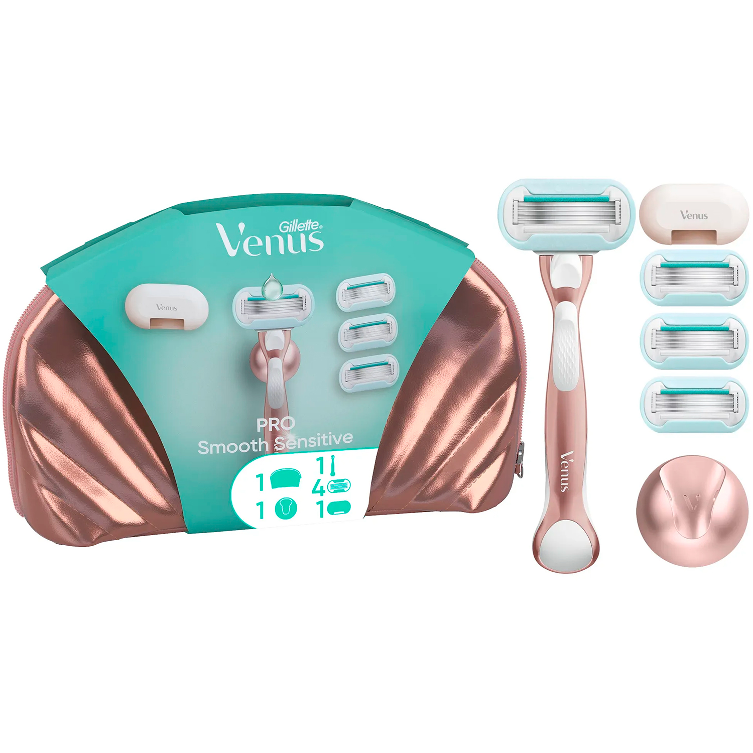 Gillette Venus Pro Smooth Sensitive Geschenkset mit Kulturtasche