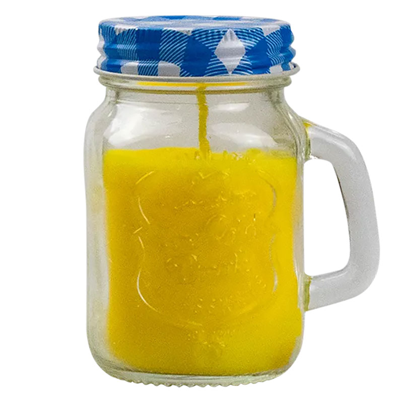 ROWAN Mini Gingham Citronella Mason Jar Candle gemütliches Mückenlicht im Glas BLAU