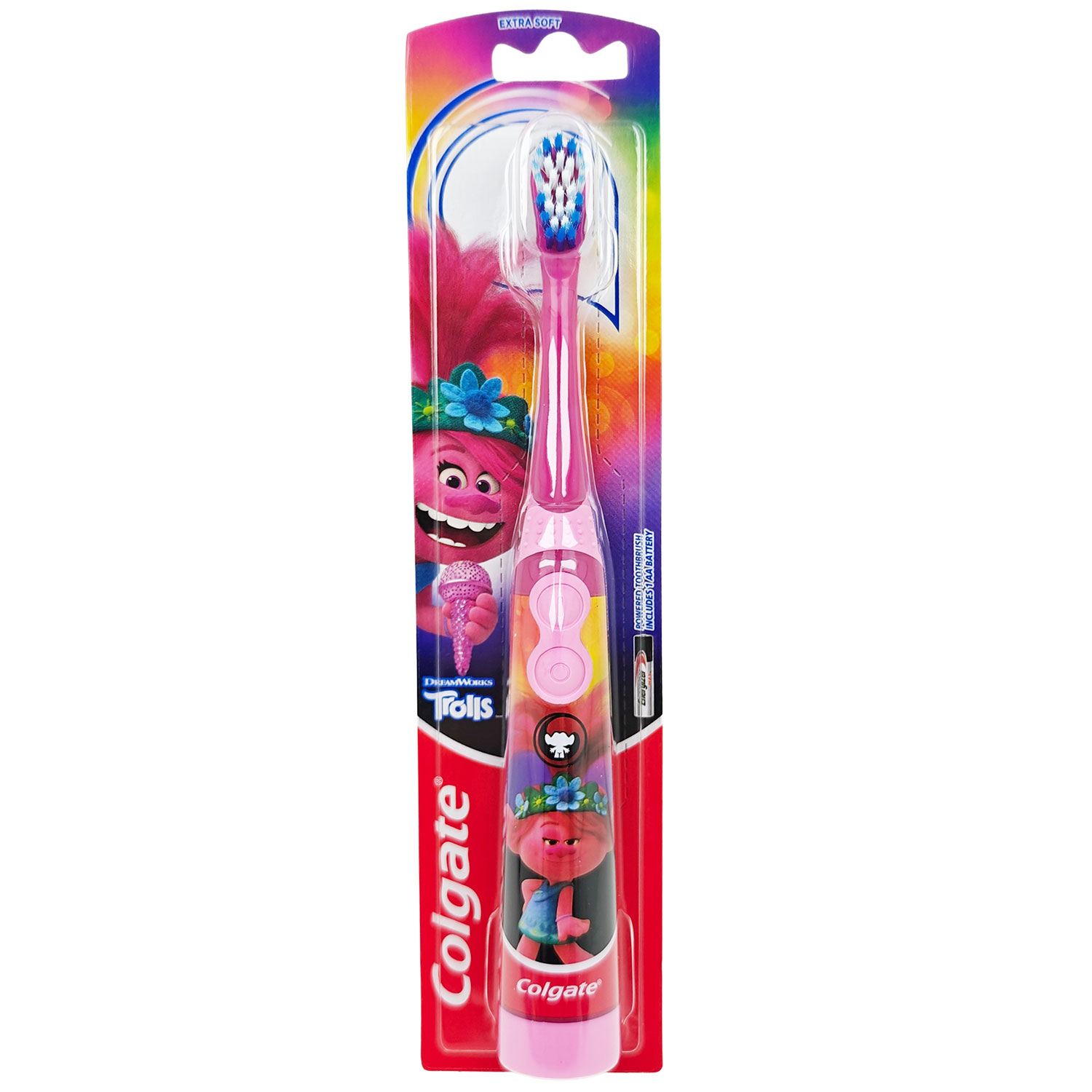 Colgate Batterie Elektrische Zahnbürste für Kinder TROLLS PINK
