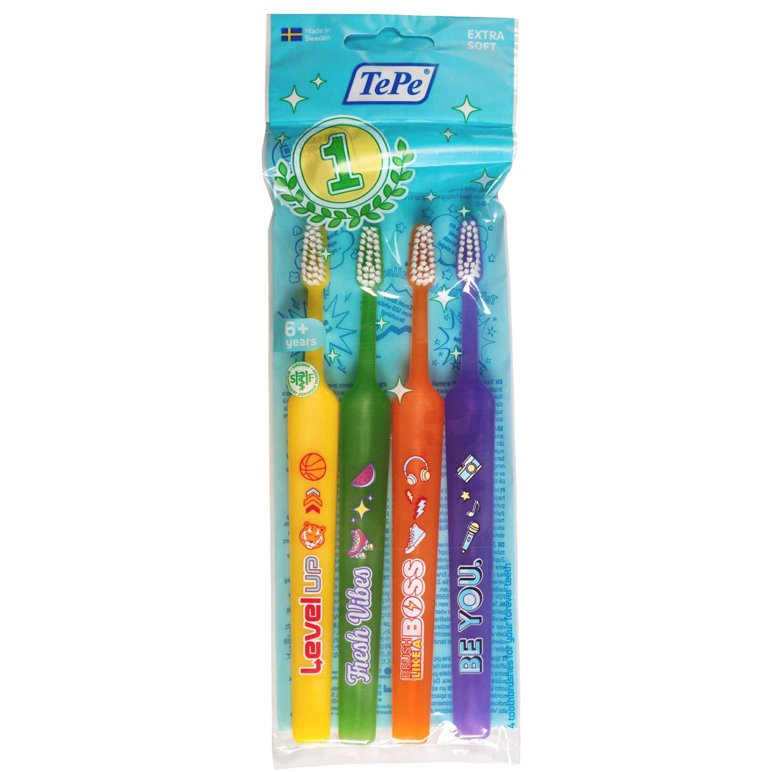 TePe Kids Extra Soft tandbørster til børn (4 stk.) - TePe Tandbørster