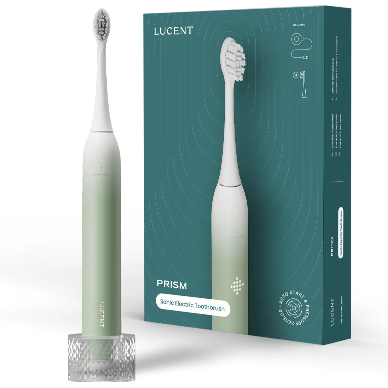Lucent Prism Sonic Elektrische Zahnbürste Mint Green Intelligente Schallreinigung mit automatischem Start und Drucksensor