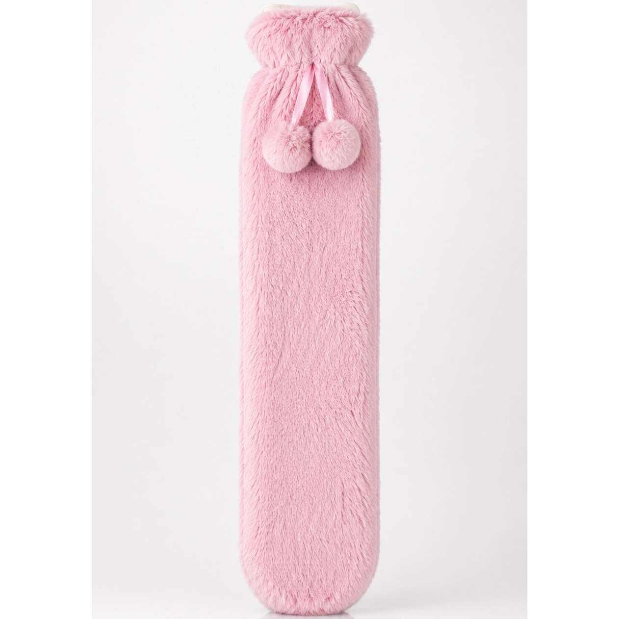 Lange Wärmflasche mit weichem Plüschbezug – 72 cm PINK