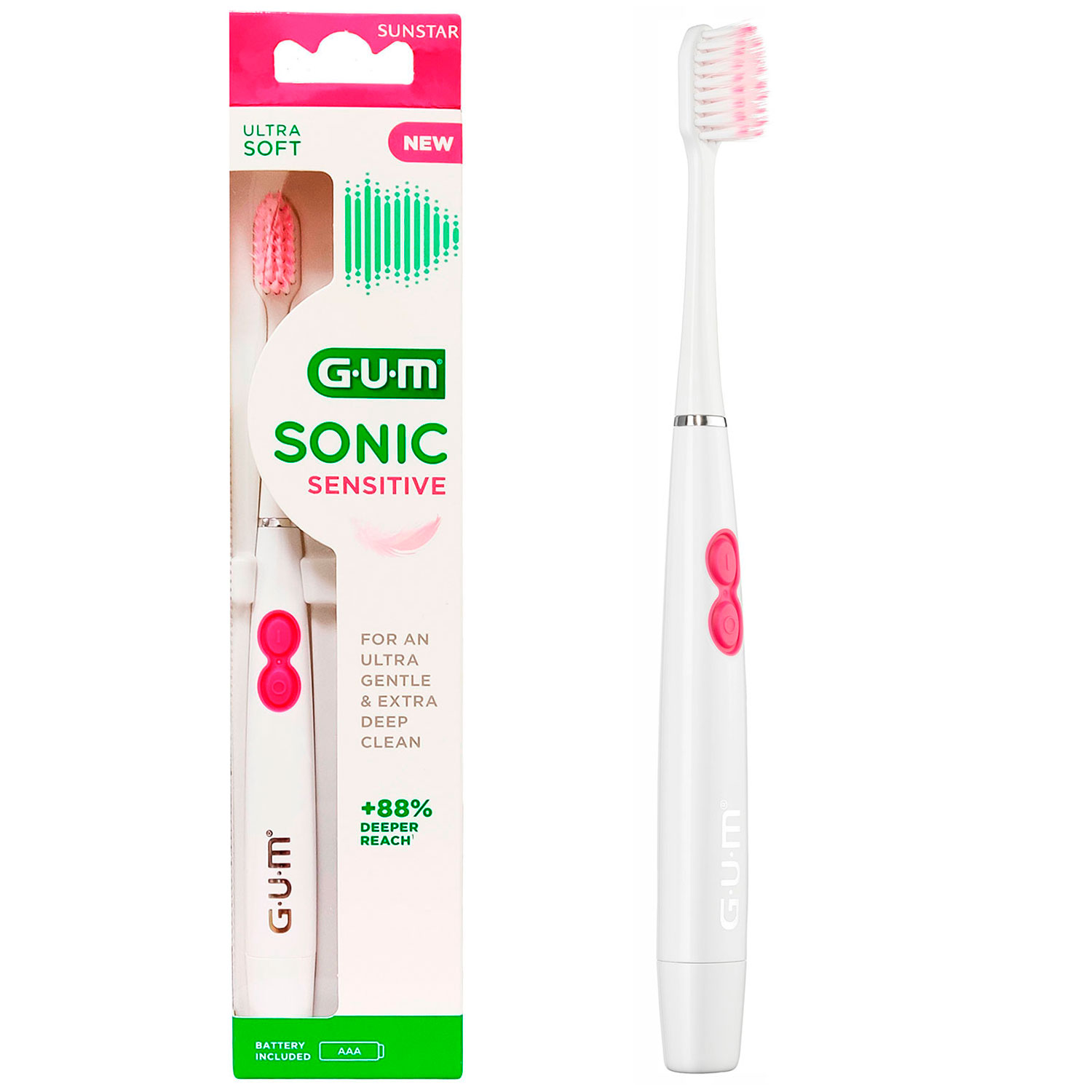 GUM Elektrische Zahnbürste Sonic Sensitive Battery