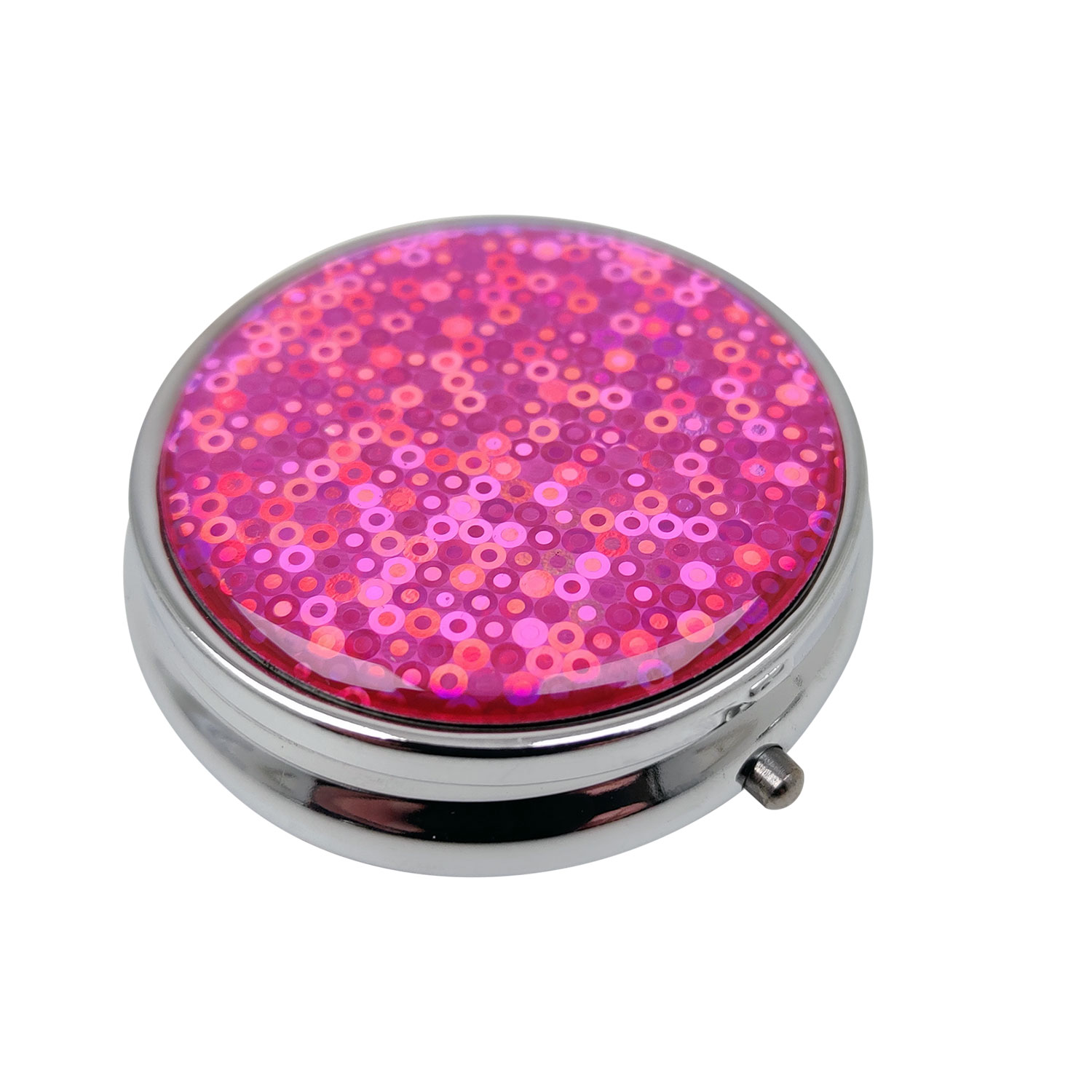 Pilleæske Hologram Etui Med 3 Rum PINK - Pilleæsker