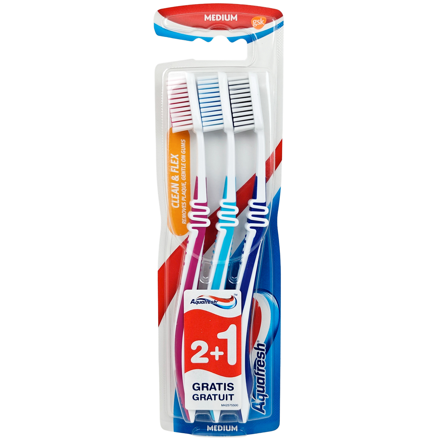 Aquafresh Zahnbürsten 3 Stk. Clean & Flex Medium