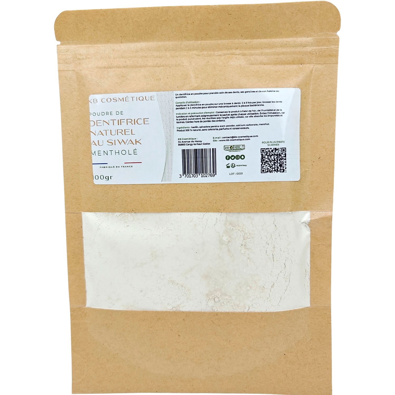 Miswak Tandpasta Pulver KB COSMETIQUE Poudre de Dentifrice Naturel au Siwak (refill pose 100 g)