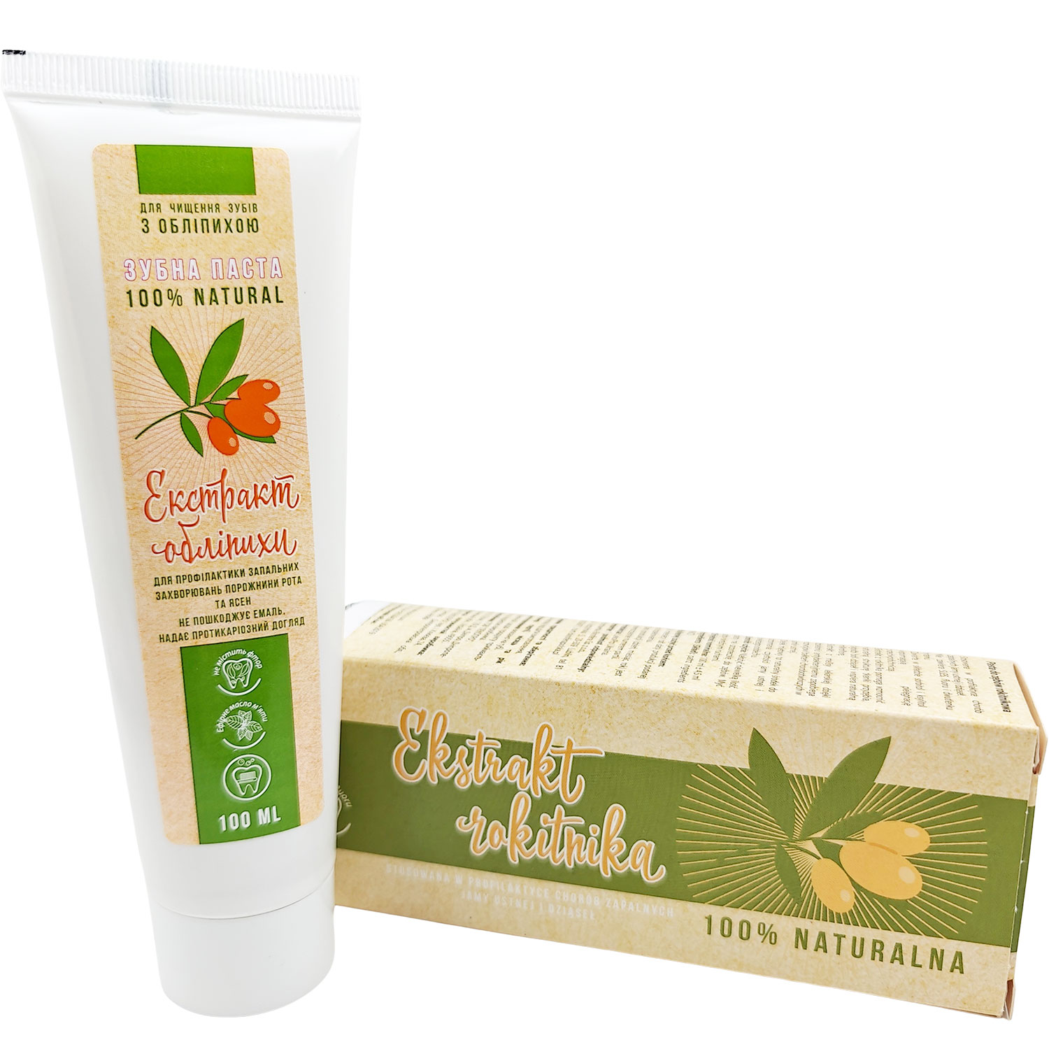 LekoPro Zahnpasta mit Sanddorn & Xylitol Natürliche fluorfreie Pflege für Zähne und Zahnfleisch (100 ml.)